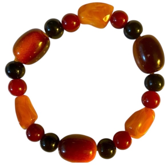 Artisan Jewelry - NWOT Vintage Artisan Stretch Bracelet, Polished, Stones, Beads, Boho, Handmade‌‌